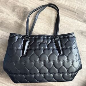 Betsy Johnson Black Heart Pattern Tote Bag
